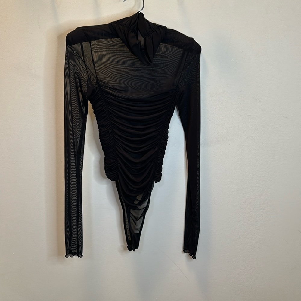 Free People Rouched Mock Turtleneck Bodysuit